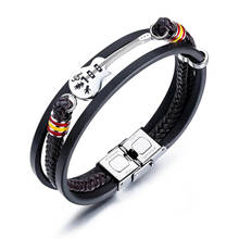 New Men's Leather Bracelet Multi-Layer Guitar Bangle Stainless Steel Musical Instrument Wristband for Men Boyfriend Jewelry Gift 2024 - buy cheap
