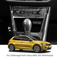 Panel de lentejuelas para coche, pegatinas de marco de consola central para Volkswagen Polo Virtus MK6 AW 2018 2024 - compra barato