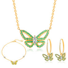 SA SILVERAGE Jewelry Sets Necklace Bracelet and Earrings Three-piece Green Butterfly Design 925 Sterling Silver 2024 - buy cheap