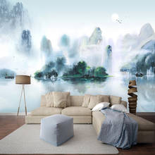 Papel de parede de mural de paisagem estilo chinês, 3d, sala de estar, quarto, fundo, decoração de parede, arte 3d, papel de parede 2024 - compre barato