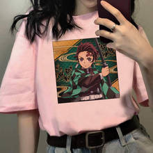 Anime Demon Slayer print T Shirt Women Ulzzang Harajuku Short sleeve Tops Funny Graphic Kimetsu No Yaiba Kawaii Satan T-shirt 2024 - buy cheap