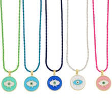 Collar Multicolor esmaltado de mal de ojo para niñas, Gargantilla Bohemia, joyería, collar de disco de línea de pesca, colgante de ojo griego olho grego 2024 - compra barato