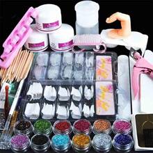 Kit de ferramentas francesas para manicure com 12 cores, glitter, strass, pó para iniciantes, arte em unhas 2024 - compre barato