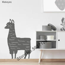 Makeyes-calcomanías de pared de Alpaca para el hogar, calcomanías de vinilo, animales, arte de Alpaca, decoración de pared, Q152 2024 - compra barato