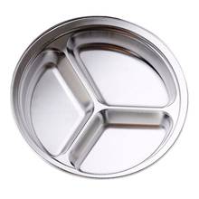 Stainless Steel 3 Sections Round Divided Dish Snack Dinner Plate Diameter 2024 - buy cheap