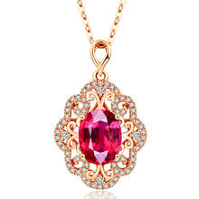 Luxury vintage Bijoux Ruby gemstones red crystal pendant necklaces for women diamonds choker Rose gold color chain jewelry gift 2024 - buy cheap