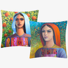 Funda de cojín de belleza para mujer árabe, cubierta decorativa con pintura al óleo de Oriente Medio, árbol, fruta, jardín, dormitorio, sofá 2024 - compra barato