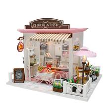 Casa de boneca de madeira diy, modelo com caixa de música, móveis em miniatura, ornamentos para casa, brinquedos feitos à mão, montado, presentes de aniversário 2024 - compre barato