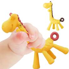 Mordedor de silicone para bebê, peça em forma de girafa de animal para crianças, sem bpa, cadeia infantil, cuidados odontológicos, brinquedo para crianças 2024 - compre barato