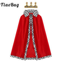 Kids Boys Halloween Prince King Costume Red Velvet Cloak Cape with Crown Children Stage Performance Carnival Cosplay Party Set 2024 - buy cheap