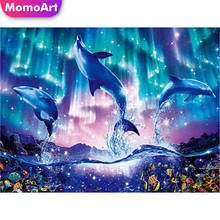 MomoArt Full Kits Diamond Mosaic Cross Stitch Animals Picture Of Rhinestones Dolphin Diamond Embroidery Nature Home Decor 2024 - buy cheap