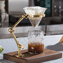 Suporte de café para filtro, rack de café com armação de latão para filtro de chá, suporte com altura ajustável, base de madeira sólida 2024 - compre barato