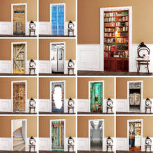 Retro Wooden Door Stickers PVC Waterproof Wallpaper For Doors Living Room Bedroom Home Decor Mural DIY Renovation Decal 2024 - buy cheap
