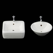 Square Dollhouse Bathroom Sink 1:12 Miniature Ceramic Wash Basin Bathroom Sink Model Simulation Accessory for Dollhouse White 2024 - buy cheap