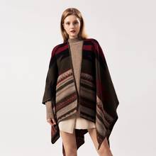 Новое поступление, геометрические полосатые шарфы-пончо, женское модное кашемировое одеяло, плащи, шарф, женская зимняя теплая накидка, шаль, палантины 2024 - купить недорого