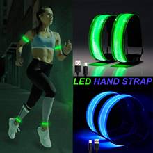 Corredores de caminhada noturnos, pulseira esportiva luminosa para corrida, luz led recarregável, alça de mão 2 peças + 1 peça linha usb 2024 - compre barato