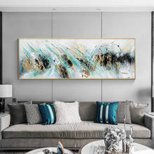 Modern Abstract Oil Painting on Canvas Poster and Print Wall Art Abstract Art Golden Green Picture for Living Room Quadros Decor 2024 - buy cheap