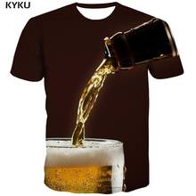 KYKU-Camiseta con estampado de cerveza para hombre, ropa informal de fiesta, Punk Rock, ropa de calle fresca, cuello redondo 2024 - compra barato