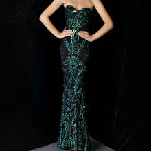 QSYYE Sparkle Green Evening Dress Sequin Fitted Mermaid Glitter Evening Gown Shiny Sweetheart Party Dress Strapless Formal Gown 2024 - buy cheap