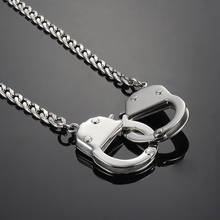 Handcuffs Steel color necklace mens stainless steel gold chains Handcuffs pendants male fashion jewelry the neck Hip hop custom 2024 - buy cheap