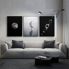 Impresión de arte de pared minimalista, póster de fase lunar en blanco y negro, pintura en lienzo, imagen moderna para sala de estar, dormitorio, decoración del hogar 2024 - compra barato