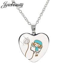 JOINBEAUTY Women Nurse Doctor Stethoscope Picture Necklace Heart Shape Pendant Fashion Chain Necklace Jewelry Gift NT274 2024 - buy cheap