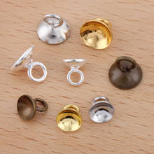 100 Pcs 6mm 8mm Copper Glue on Surface Bead Cap Charms Pendant End Covering Caps For Jewelry Making 2024 - buy cheap