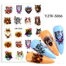 3D Nail Art Sticker Watercolor Animal Tiger Cat Pattern Nail Art Decorations Slider Foil Decals Stickers Manicure Accessories 2024 - buy cheap