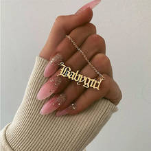 Ожерелье с подвеской для новорожденных девочек с надписью, креативное геометрическое ожерелье с английским алфавитом, подвеска из розового золота 2024 - купить недорого