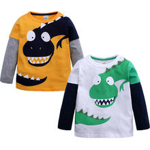Camiseta manga longa com dinossauro para crianças, camiseta para meninos e meninas de outono 116 2024 - compre barato