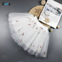 Qunq Girls Tutu Skirt Pineapple Flower Embroidery Summer Kids Mesh Skirts for Girls 2021 New Toddler Children Princess Clothing 2024 - buy cheap