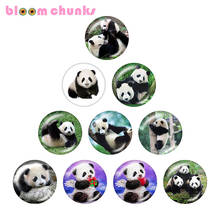 Panda animal 10 pces misturados 12mm/18mm/20mm/25mm redondo foto de vidro demonstração cabochon plana de volta fazendo descobertas s6725 2024 - compre barato