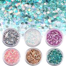 6Pcs Colorful Manicure Pigments Paillette Lase-r Sequins Nail Glitter Powder 2024 - buy cheap
