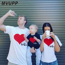 Big love print family matching outfit daddy mommy and me summer look bodysuit tshirt fashion style family dad mom and me outfits 2024 - buy cheap