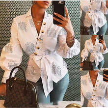 V Neck Long Sleeve Fashion Women Tops And Blouses Bandage LadiesTops Streetwear Outfits Clothes 2024 - buy cheap