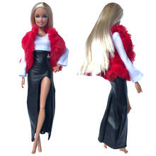 Nk conjunto boneca nobre, colete vermelho, casaco de lã, saia apertada preta, conjunto de vestido de princesa, moda para boneca barbie, menina, melhor presente, 68b 6x 2024 - compre barato