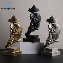 Strongwell Antique Silence Is Gold Sculpture Home Decoration Ornaments Resin Thinker Statue Figurines TV Cabinet Decorations 2024 - buy cheap