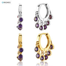 Kikichicc 2020 925 Sterling Silver Purple Zircon Charm Drop Earring Piercing 2020 Party Wedding Colorful Jewelry Ohrringe 2024 - buy cheap