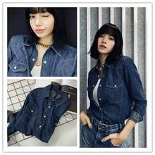 kpop Korean Celebrity Denim Jackets Women's Blue Coat Autumn Denim Jackets for Women Single Breasted Denim Coats Female Clothes 2024 - buy cheap