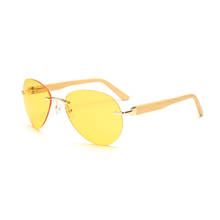 Wood Men Women Night vision Bamboo Sunglasses Drive Yellow Lens Vintage Square Male Female Sun Glasses for men High quality 2024 - buy cheap