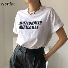 Neploe Korean Chic Casual Cotto T Shirt Women O Neck Pullover Short Sleeve Loose Tees Summer 2022 New Letter Print Top Lady 2024 - buy cheap