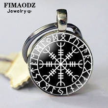 FIMAODZ Viking Compass Keychain Slavic Norway Valknut Amulet Glass Cabochon Metal Key Chain Men Car Key Ring 2024 - buy cheap