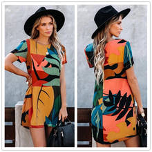 Summer Fashion Women's Short Sleeve Round Neck Color Printed Dress Casual Short Dress Women's Wear 2024 - buy cheap