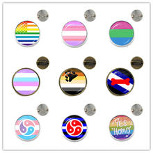 Bi Pride LGBT Collar Pins Hypoallergenic Gay Pride Jewelry Rainbow Flag Glass Cabochon Brooches Jewelry For Women Men Gift 2024 - buy cheap