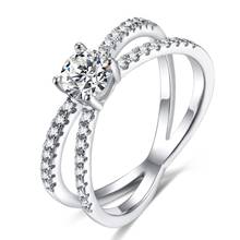 Женское Обручальное Кольцо EAMTI, обручальное кольцо из серебра 925 пробы, с фианитом 5 А, anel кольцо с крупным камнем 2024 - купить недорого