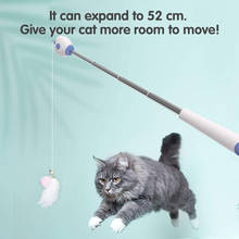 Vareta de brinquedo para animais de estimação, vareta automática de brinquedo telescópica, divertida para gatos e gatos, brinquedo interativo para apanhar animais de estimação 2024 - compre barato