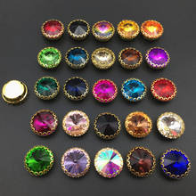 Round Rivoli Golden Lace Claw Sew On Rhinestones All Size Crystal Colorful Glass Sewing Stones Clothes Jewellery for DIY Garment 2024 - buy cheap