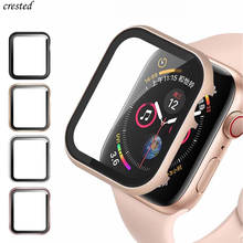 Vidro + caso para apple watch 5 4 44mm 40mm iwatch banda 42mm 38mm all-around metal capa pára-choques + protetor de tela apple watch 3 2 1 2024 - compre barato