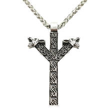 Norse Runes Algiz Protection Amulet Wolf Heads Talisman Viking Necklace Pendant Jewelry 2024 - buy cheap