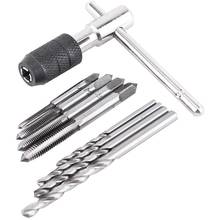 9Pcs Adjustable T-Handle Ratchet Tap Holder Wrench Tool Set with M3-M6 Screw Thread Metric Plug Tap and 2.5-5.0mm Twist Drill Bi 2024 - buy cheap